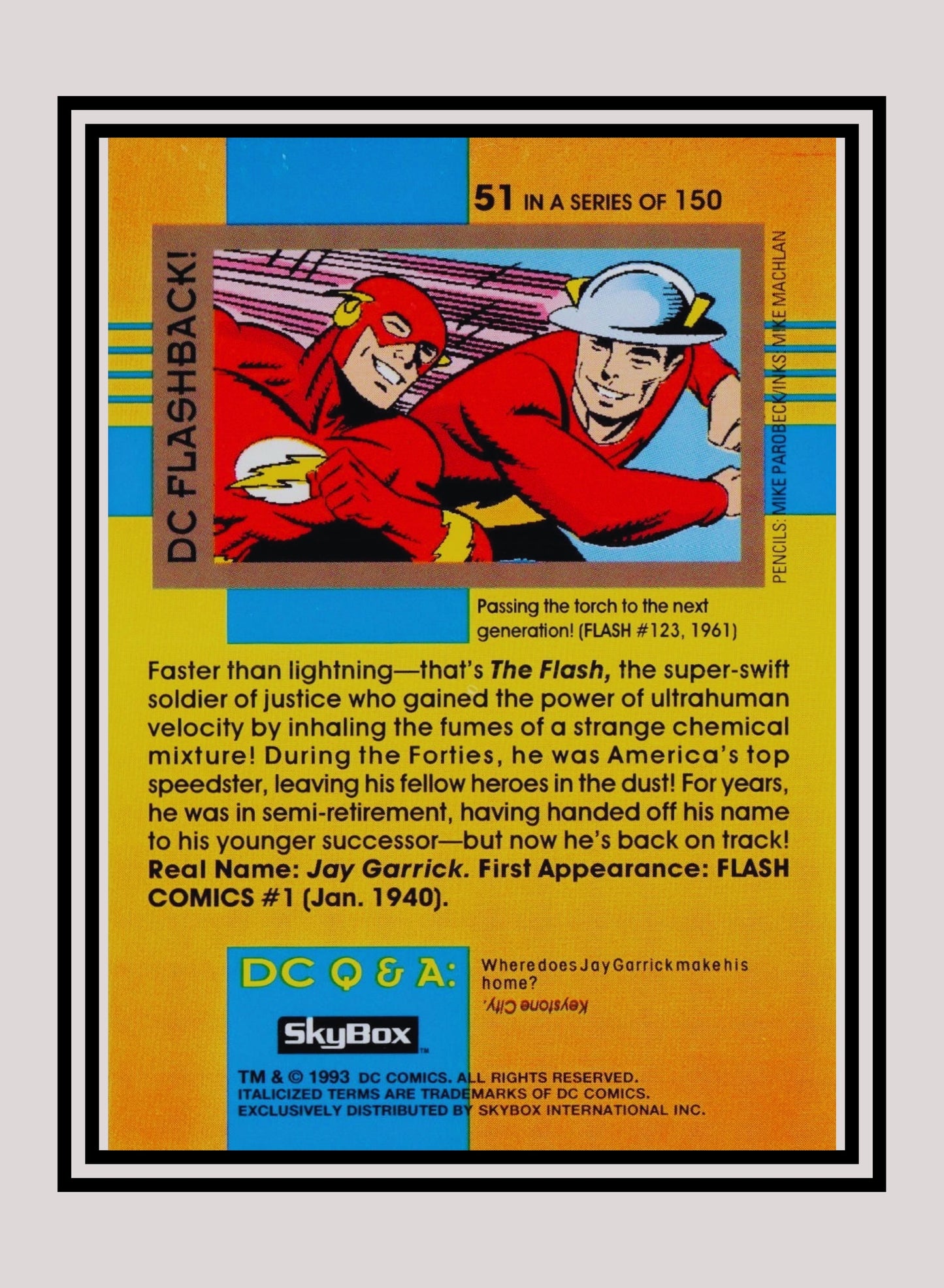 DC! 1x Golden Age Flash - Base (#051 - 1993 Skybox DC Cosmic Teams)