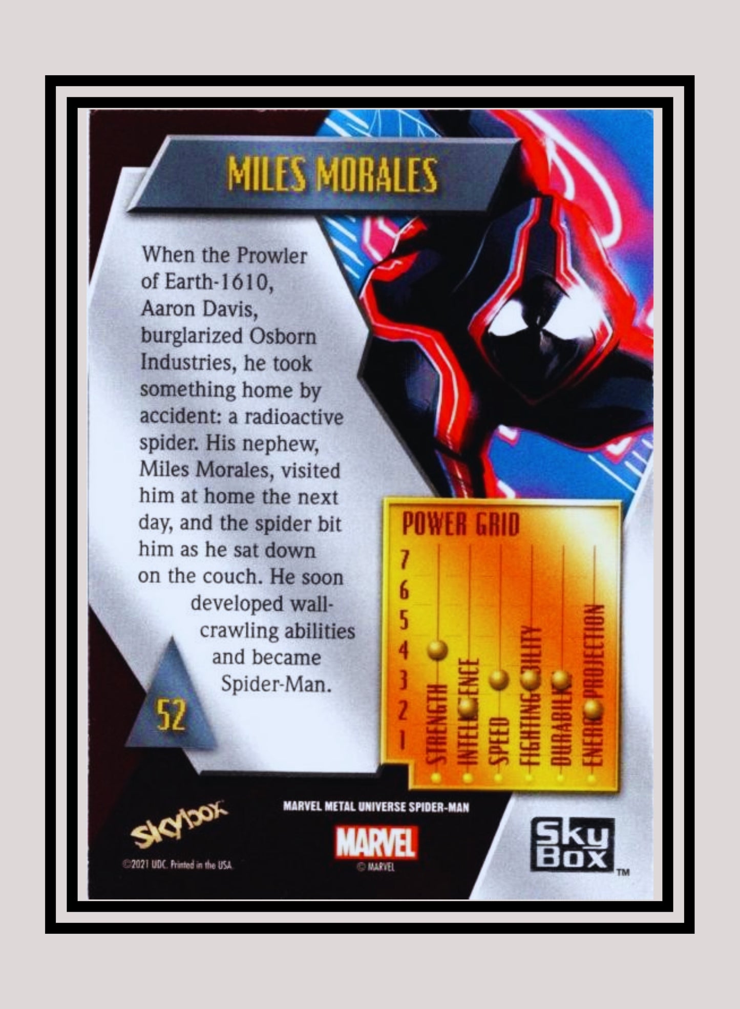 Marvel! 1x Miles Morales - Base Low Series (#052 - 2021 Upper Deck Spiderman Metal Universe)