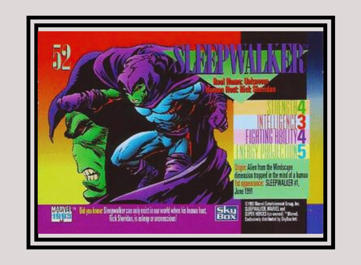 Marvel! 1x Sleepwalker - Base (#052 - 1993 Skybox Marvel Universe Series 4)