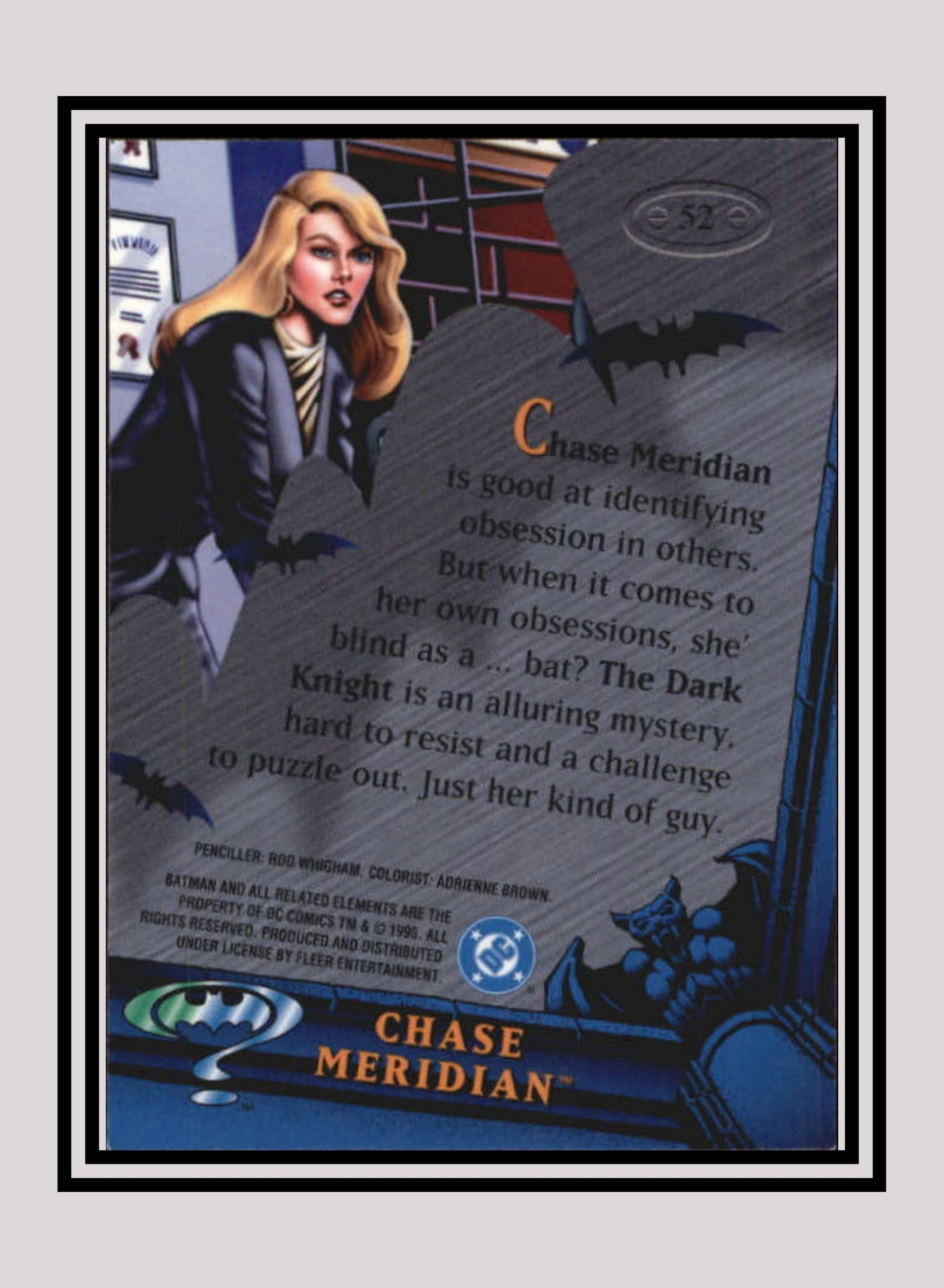 DC! 1x Chase Meridian - Base Metal (#052 - 1995 Fleer Batman Forever Metal)