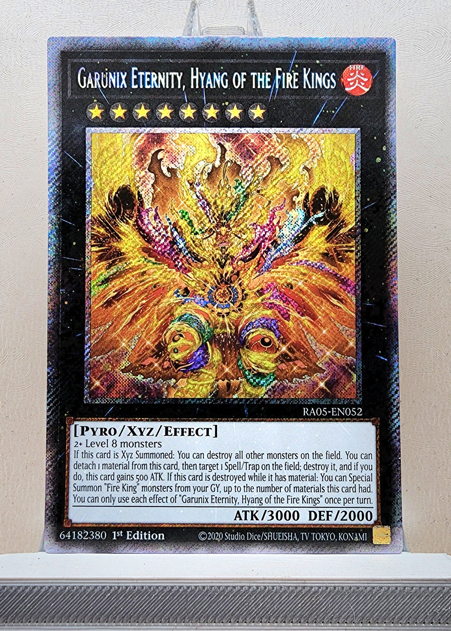 Yugioh! 1x Garunix Eternity, Hyang of the Fire Kings (RA05 - Platinum Secret Rare) 1st Edition