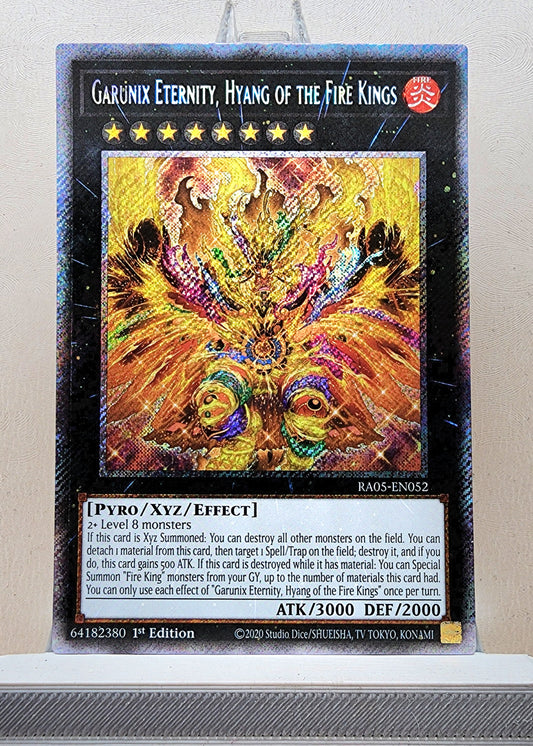 Yugioh! 1x Garunix Eternity, Hyang of the Fire Kings (RA05 - Platinum Secret Rare) 1st Edition