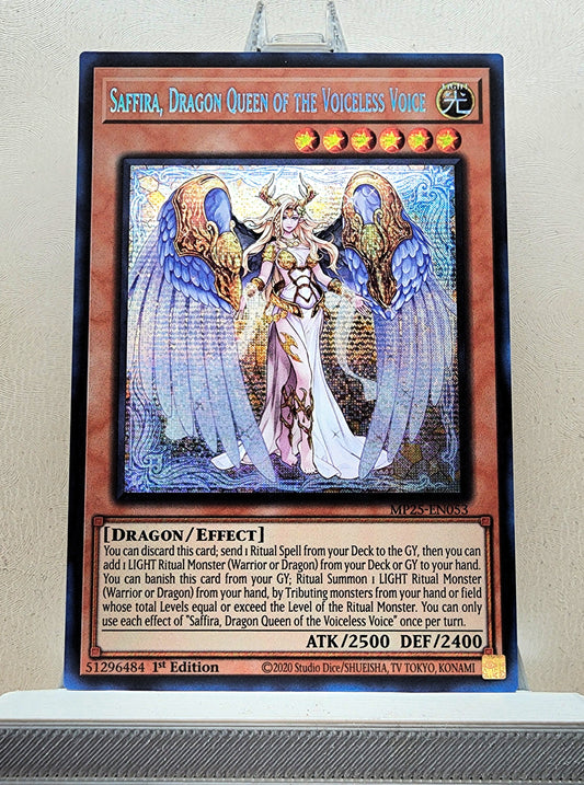 Yugioh! 1x Saffira, Dragon Queen of the Voiceless Voice (MP25 - Prismatic Secret Rare) 1st Edition
