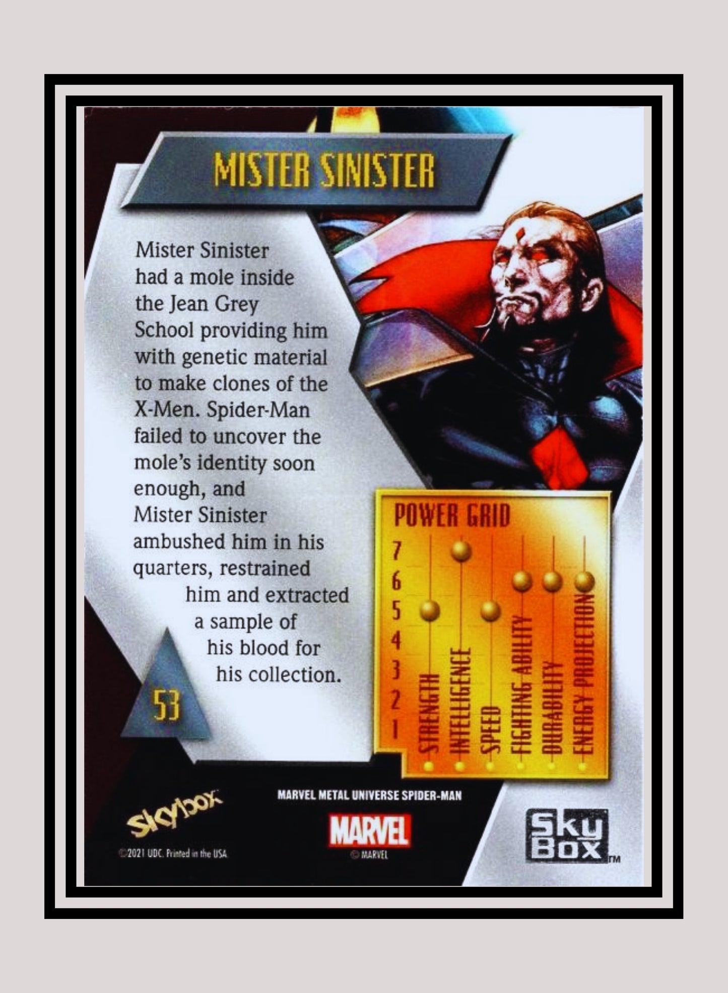 Marvel! 1x Mister Sinister - Base Low Series (#053 - 2021 Upper Deck Spiderman Metal Universe)