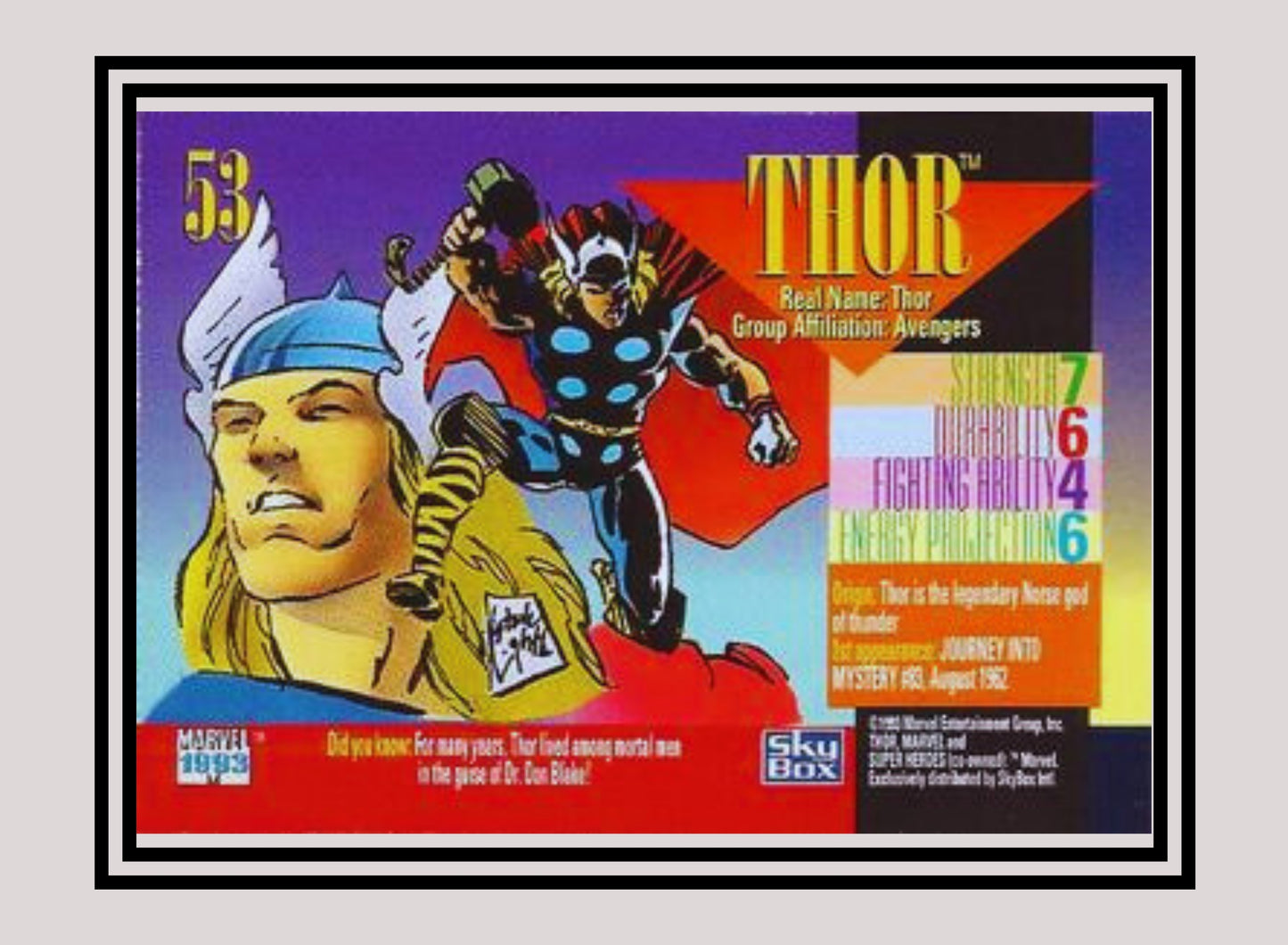 Marvel! 1x Thor - Base (#053 - 1993 Skybox Marvel Universe Series 4)