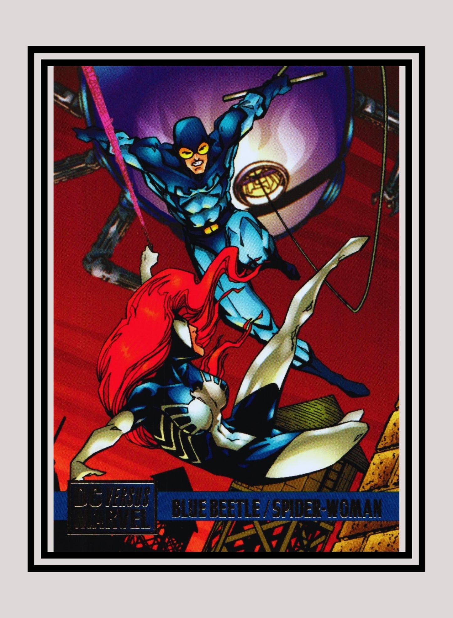 Marvel! 1x Blue Beetle vs. Spiderwoman - Base (#054 - 1995 Fleer DC vs. Marvel Comics)