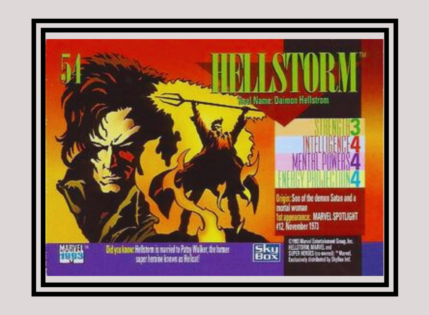 Marvel! 1x Hellstorm - Base (#054 - 1993 Skybox Marvel Universe Series 4)