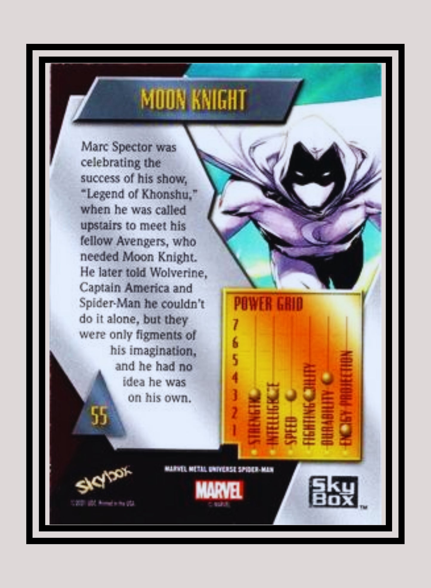 Marvel! 1x Moon Knight - Base Low Series (#055 - 2021 Upper Deck Spiderman Metal Universe)