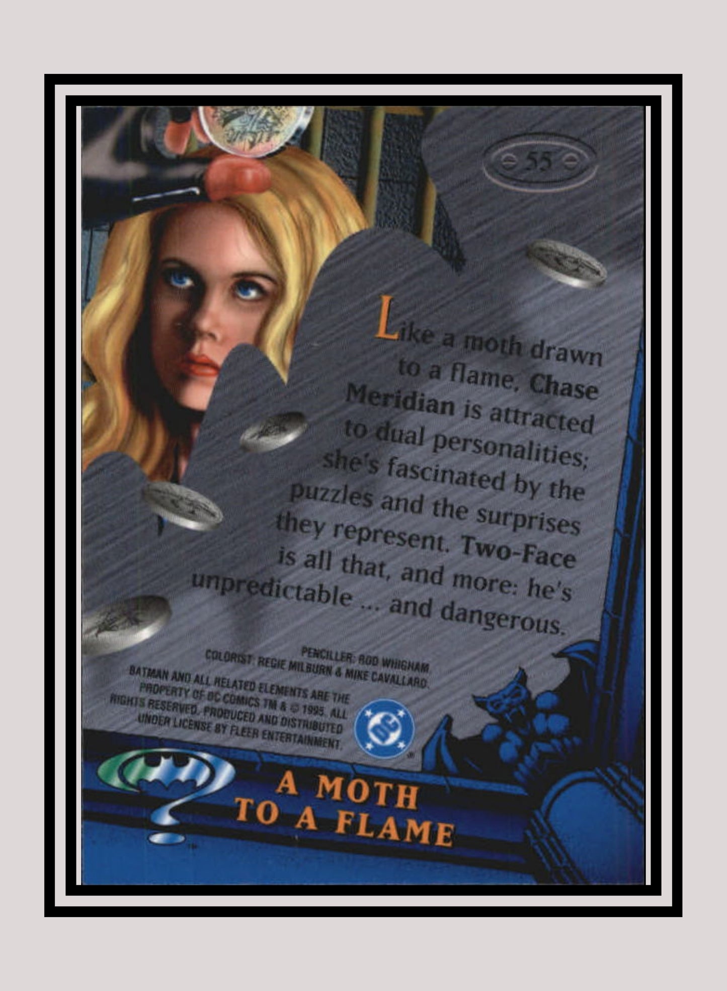 DC! 1x A Moth to a Flame - Base Metal (#055 - 1995 Fleer Batman Forever Metal)