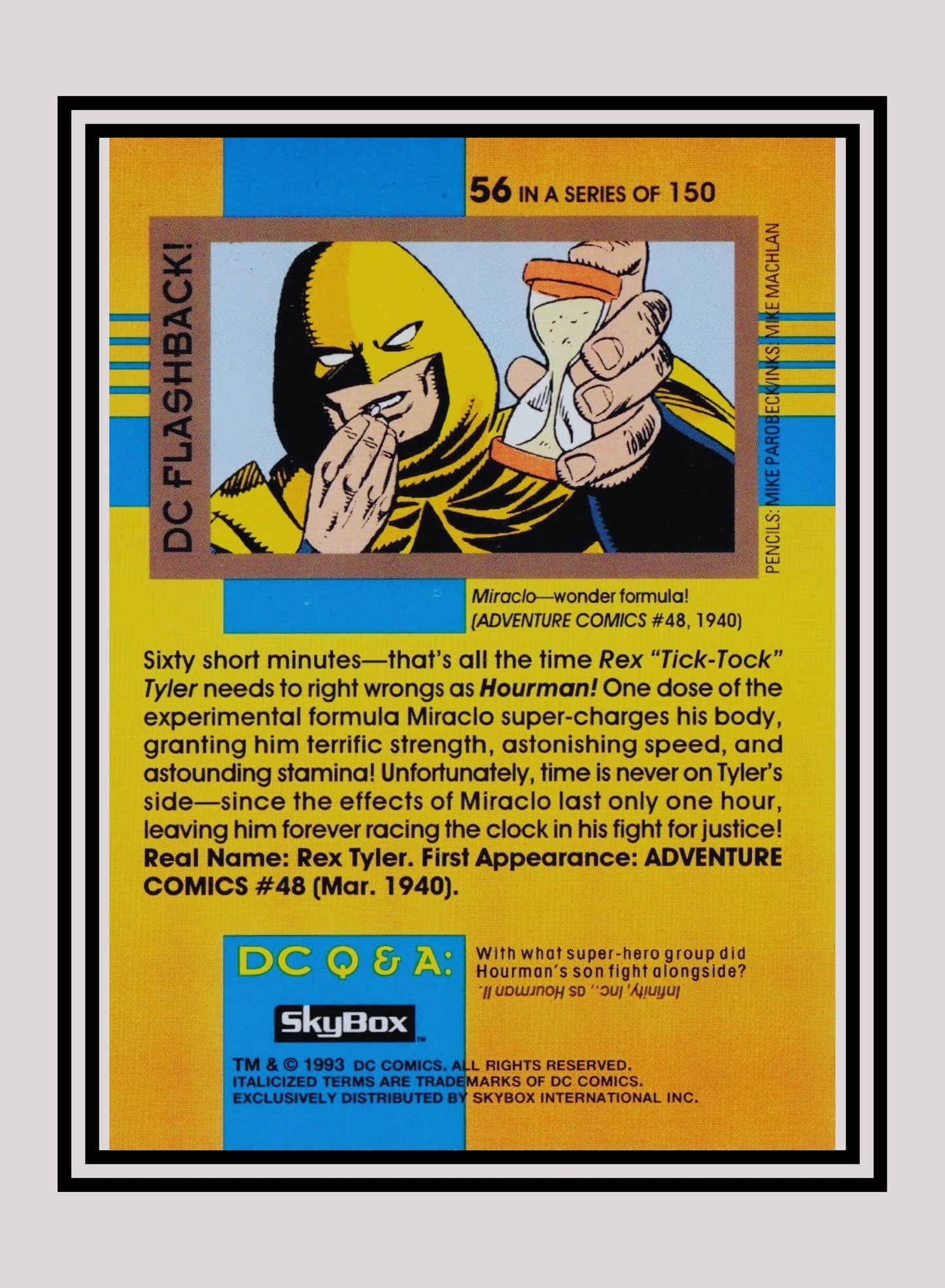 DC! 1x Golden Age Hourman - Base (#056 - 1993 Skybox DC Cosmic Teams)