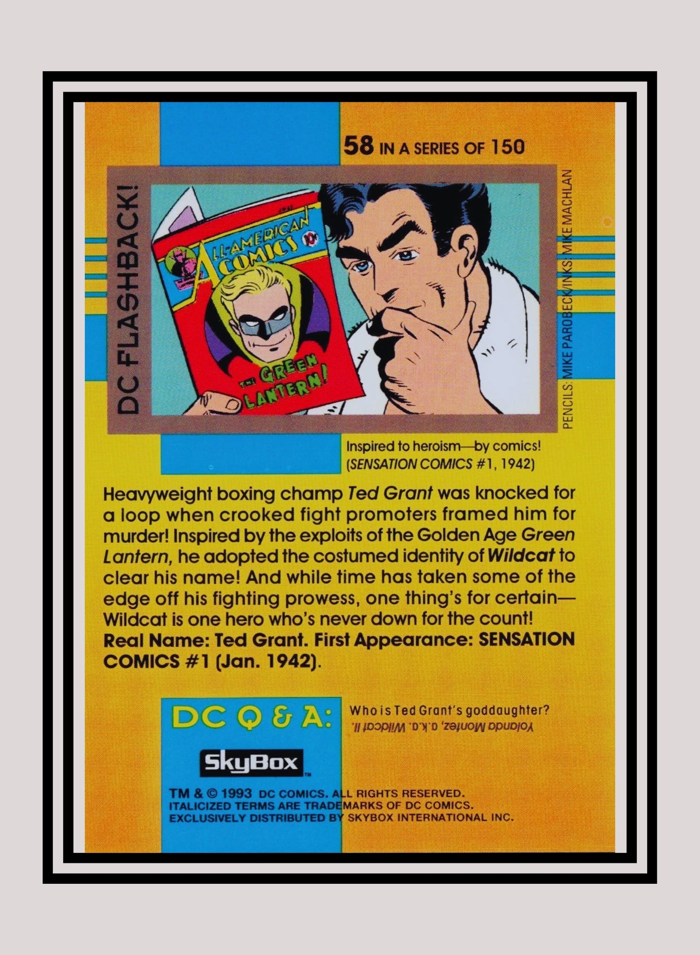 DC! 1x Golden Age Wildcat - Base (#058 - 1993 Skybox DC Cosmic Teams)