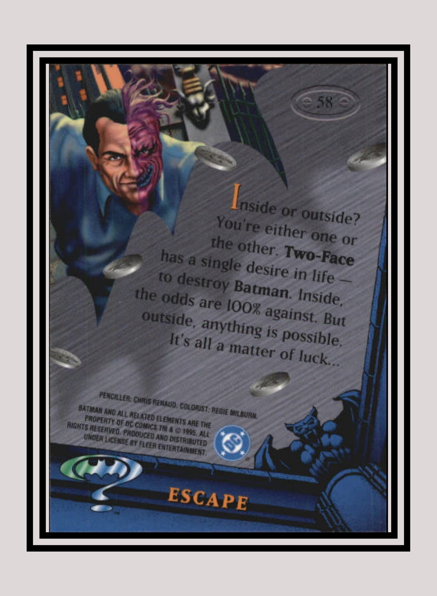 DC! 1x Escape - Base Metal (#058 - 1995 Fleer Batman Forever Metal)