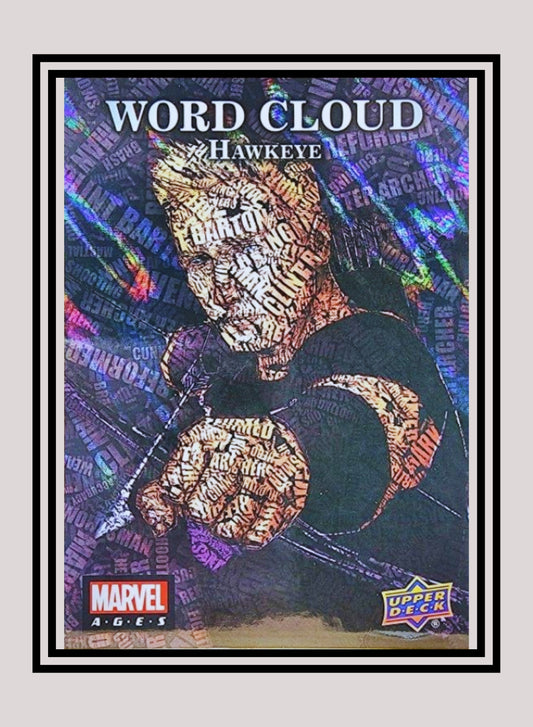 Marvel! 1x Hawkeye - Prism Refractor Word Cloud (WC-44 - 2020 Upper Deck Marvel Ages)