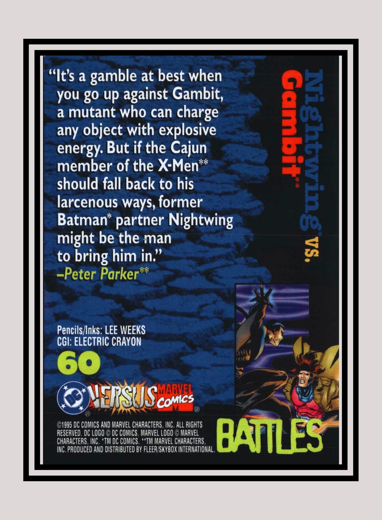 Marvel! 1x Nightwing vs. Gambit - Base (#060 - 1995 Fleer DC vs. Marvel Comics)