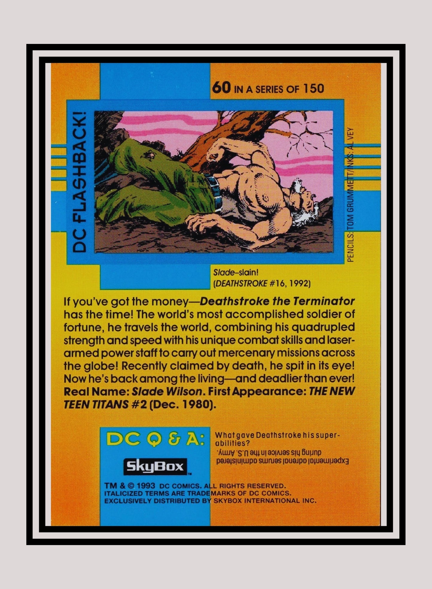 DC! 1x Deathstroke - Base (#060 - 1993 Skybox DC Cosmic Teams)