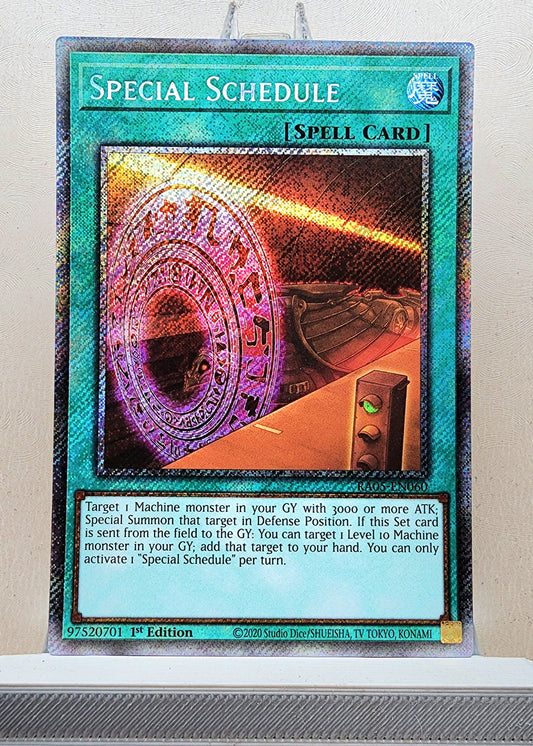 Yugioh! 1x Special Schedule (RA05 - Platinum Secret Rare) 1st Edition