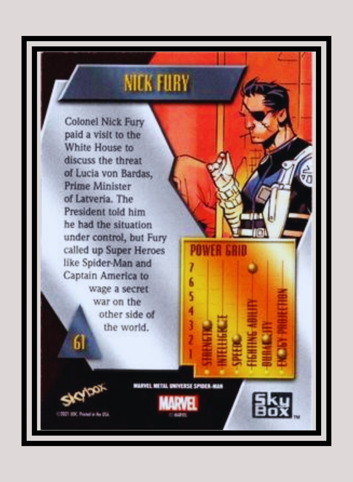 Marvel! 1x Nick Fury - Base Low Series (#061 - 2021 Upper Deck Spiderman Metal Universe)