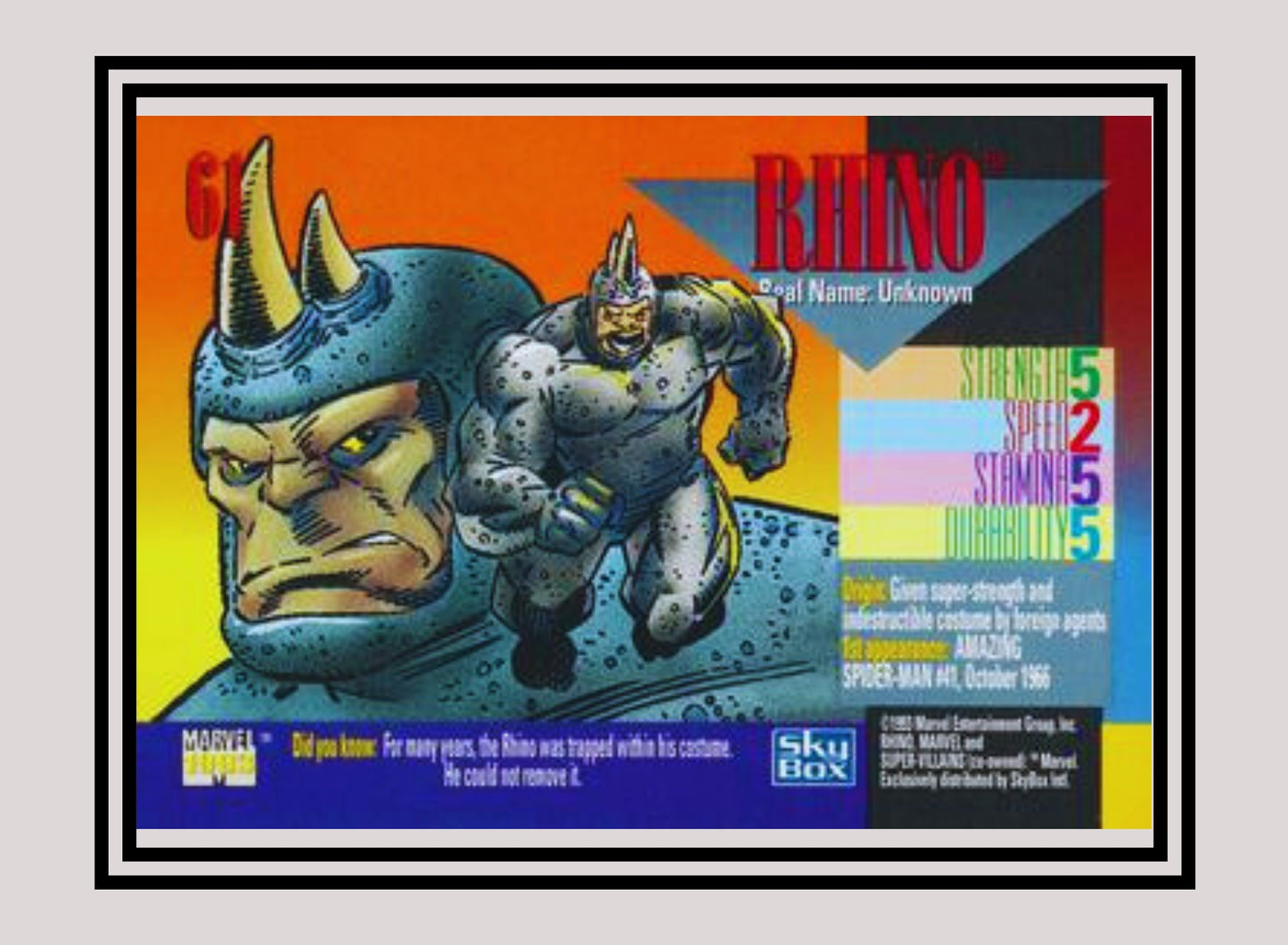 Marvel! 1x Rhino - Base (#061 - 1993 Skybox Marvel Universe Series 4)