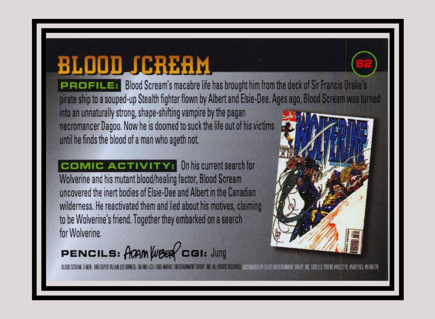 Marvel! 1x Blood Scream - Base (#062 - 1996 Fleer X Men)