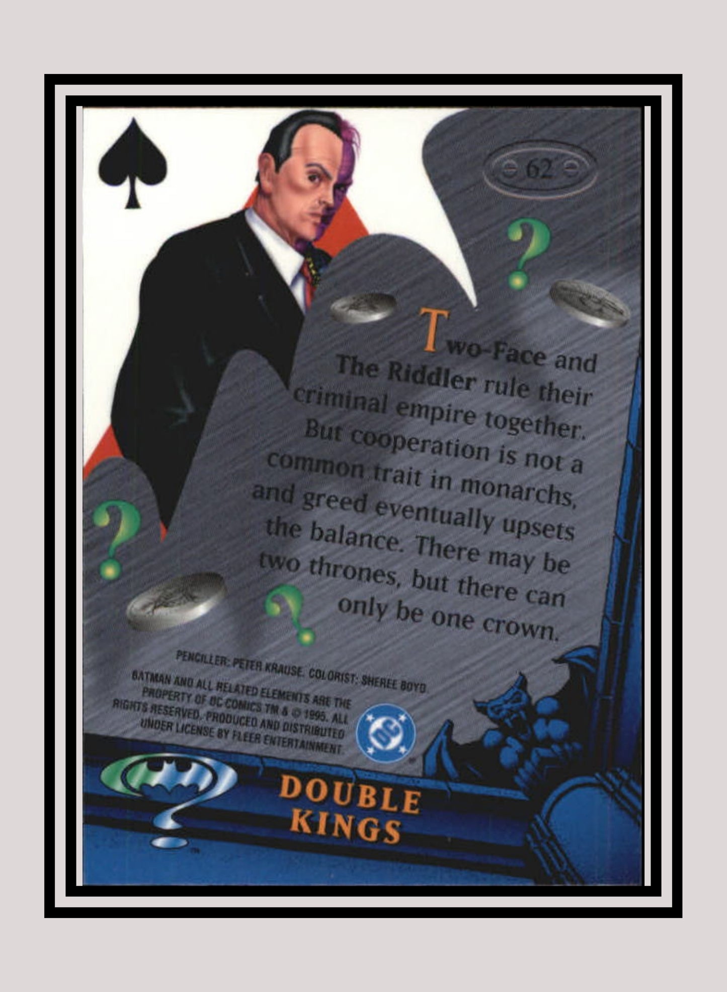 DC! 1x Double Kings - Base Metal (#062 - 1995 Fleer Batman Forever Metal)