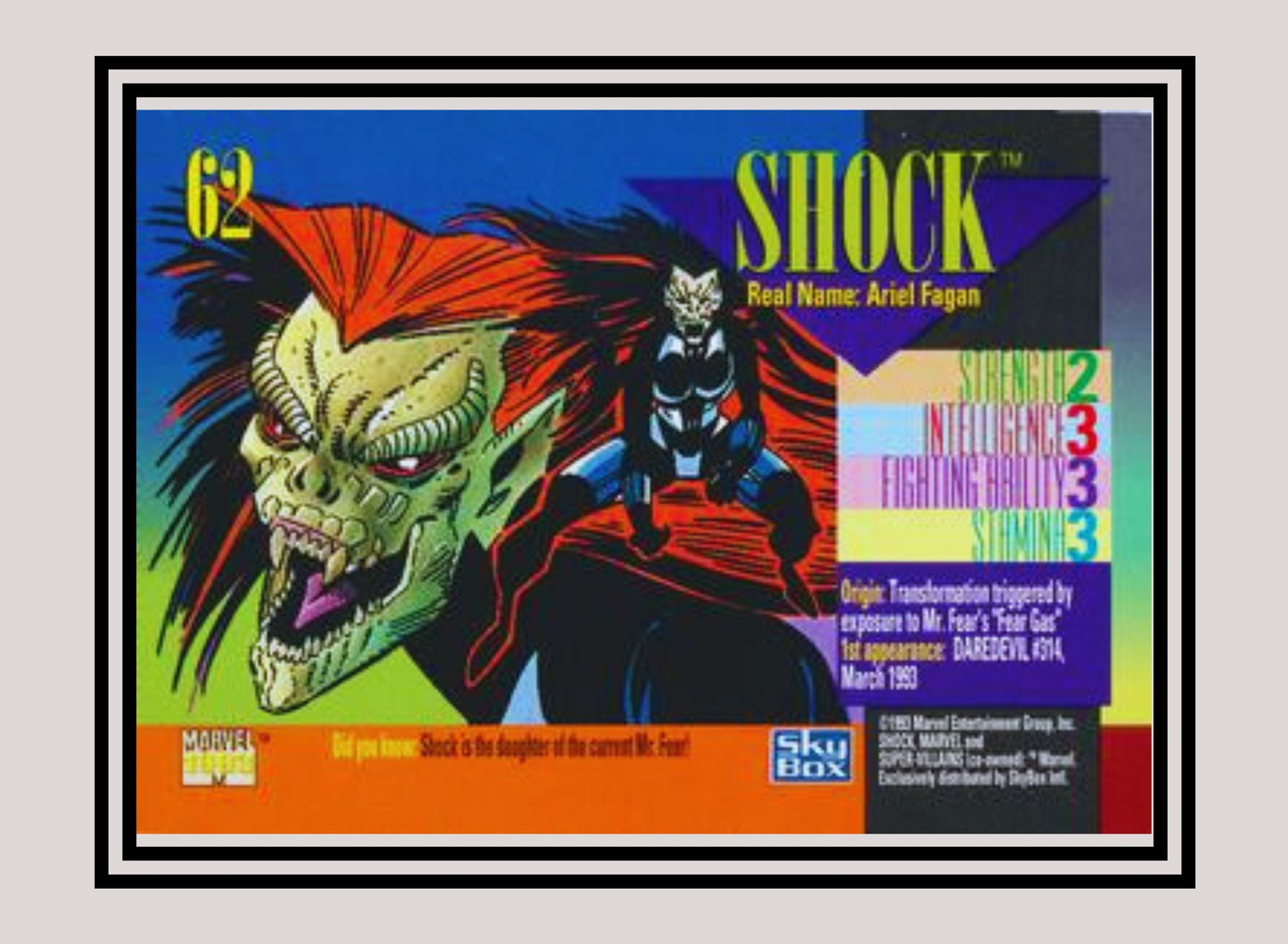 Marvel! 1x Shock - Base (#062 - 1993 Skybox Marvel Universe Series 4)