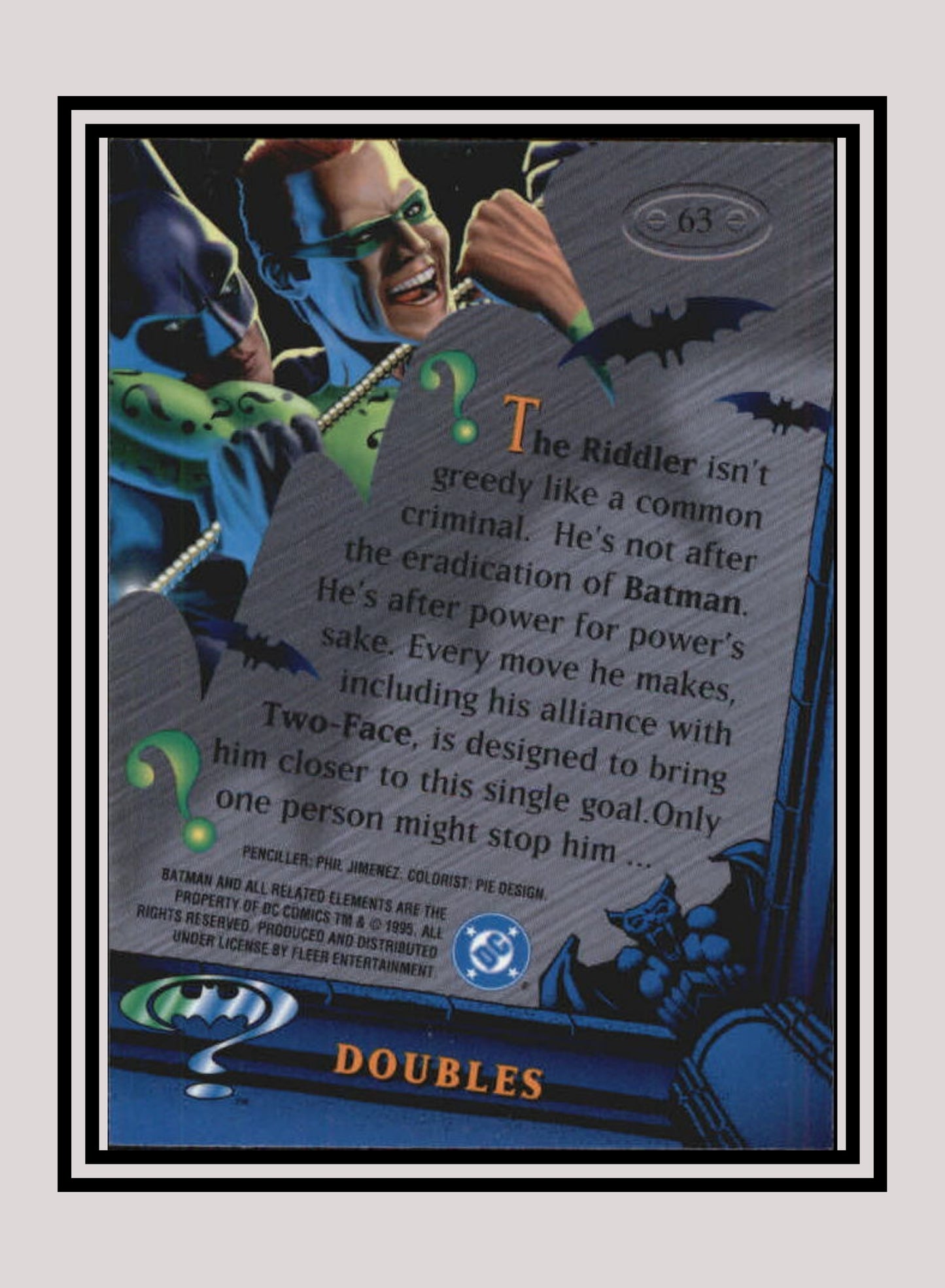 DC! 1x Doubles - Base Metal (#063 - 1995 Fleer Batman Forever Metal)
