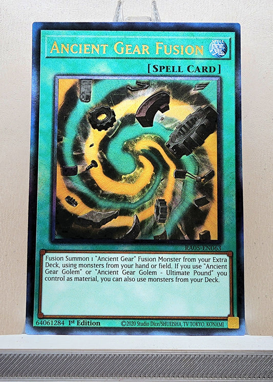 Yugioh! 1x Ancient Gear Fusion (RA05 - Prismatic Ultimate Rare) 1st Edition