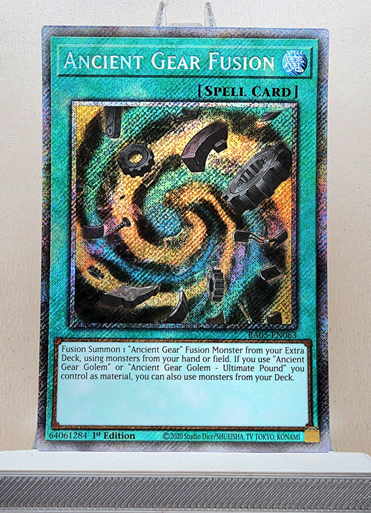 Yugioh! 1x Ancient Gear Fusion (RA05 - Platinum Secret Rare) 1st Edition