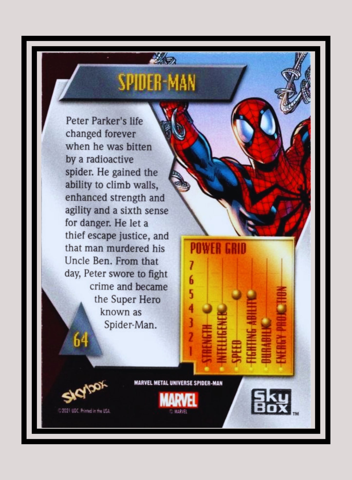 Marvel! 1x Spiderman - Base Low Series (#064 - 2021 Upper Deck Spiderman Metal Universe)