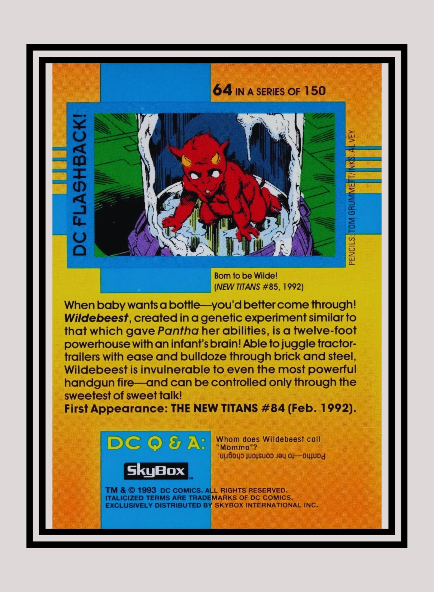 DC! 1x Wildebeest - Base (#064 - 1993 Skybox DC Cosmic Teams)