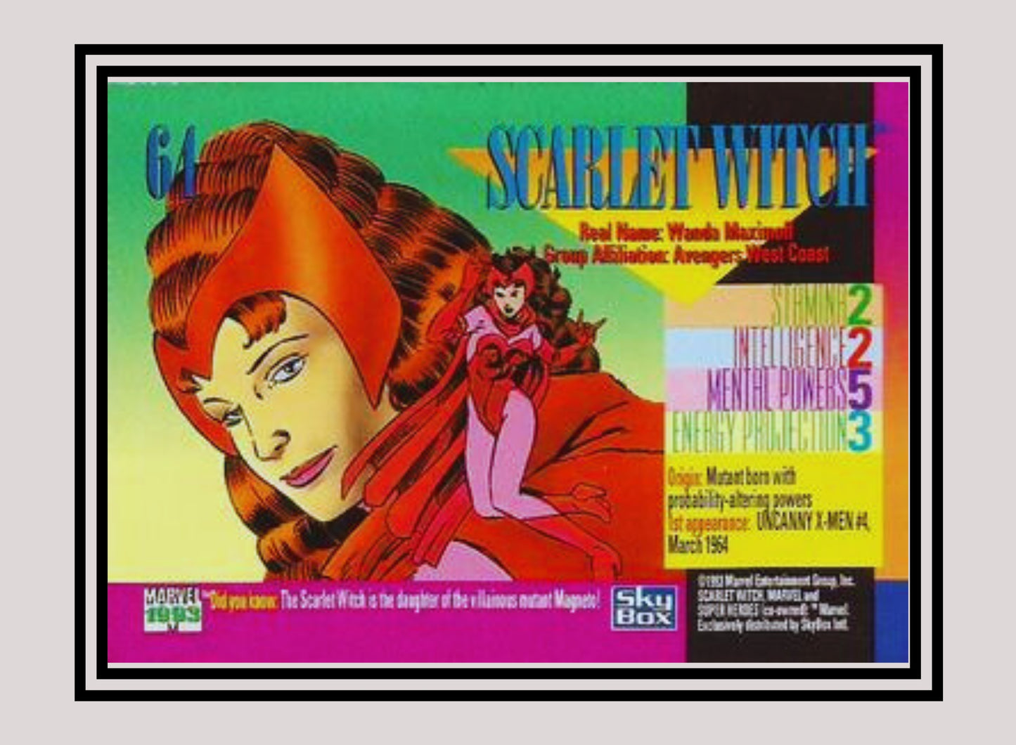 Marvel! 1x Scarlet Witch - Base (#064 - 1993 Skybox Marvel Universe Series 4)