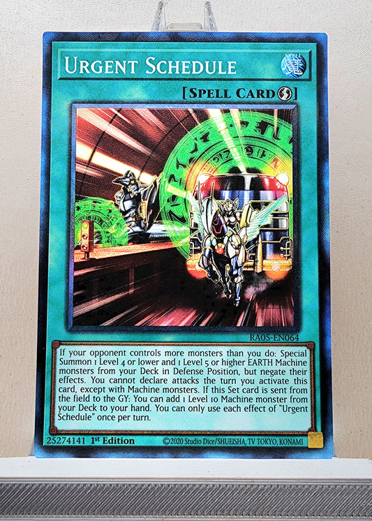 Yugioh! 1x Urgent Schedule (RA05 - Prismatic Collectors Rare) 1st Edition