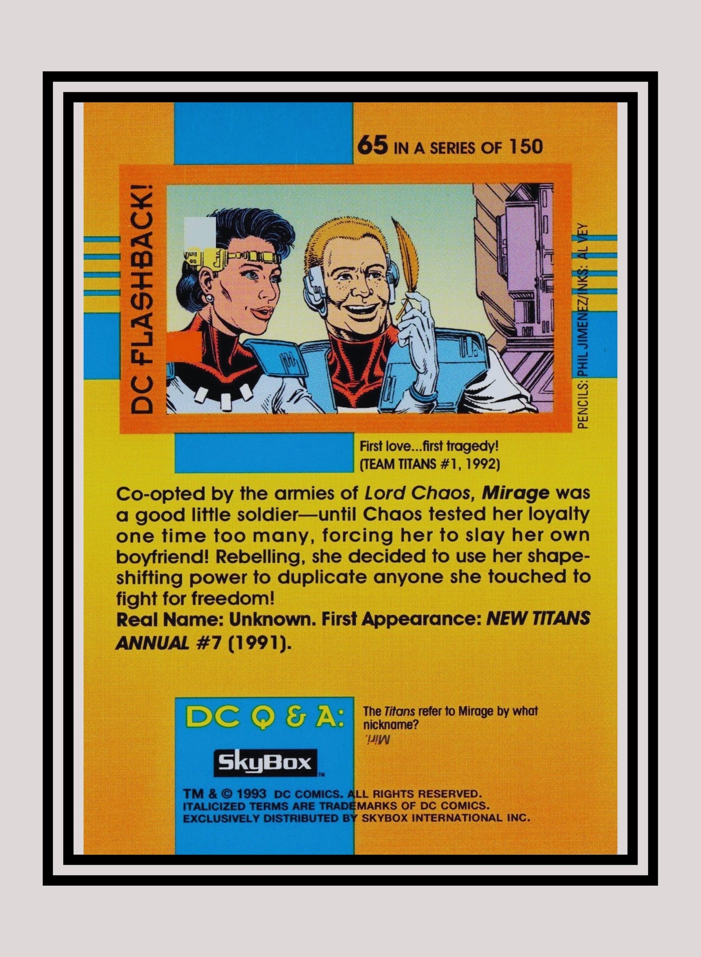 DC! 1x Mirage - Base (#065 - 1993 Skybox DC Cosmic Teams)