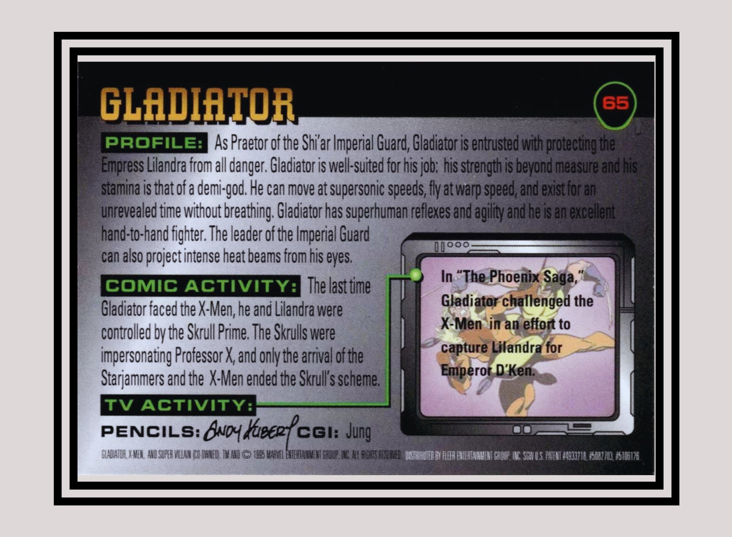 Marvel! 1x Gladiator - Base (#065 - 1996 Fleer X Men)