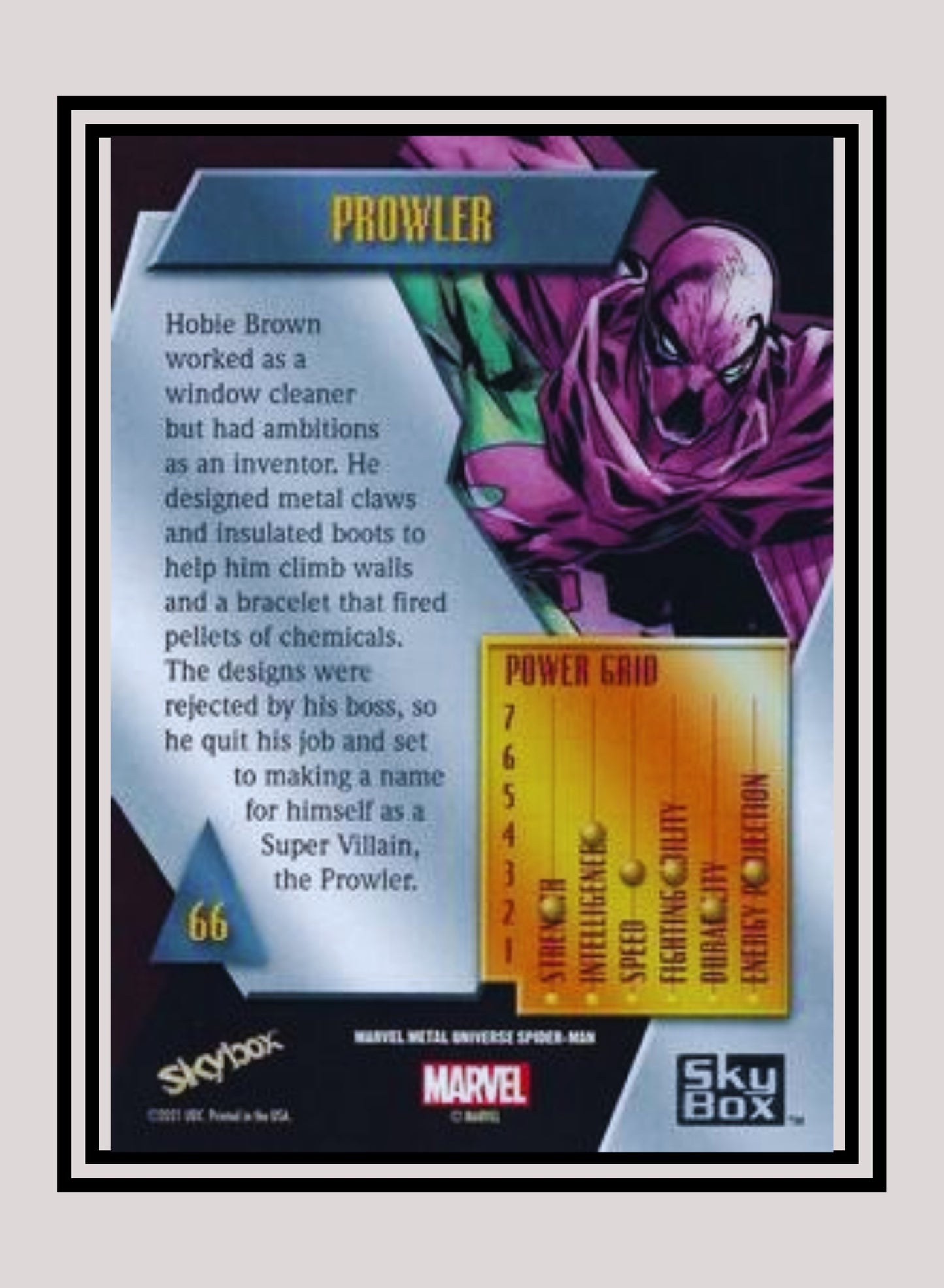 Marvel! 1x Prowler - Base Low Series (#066 - 2021 Upper Deck Spiderman Metal Universe)