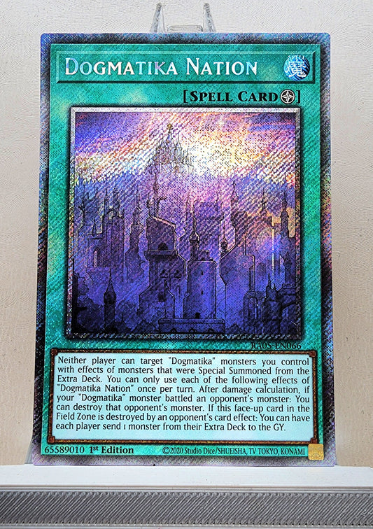 Yugioh! 1x Dogmatika Nation (RA05 - Platinum Secret Rare) 1st Edition