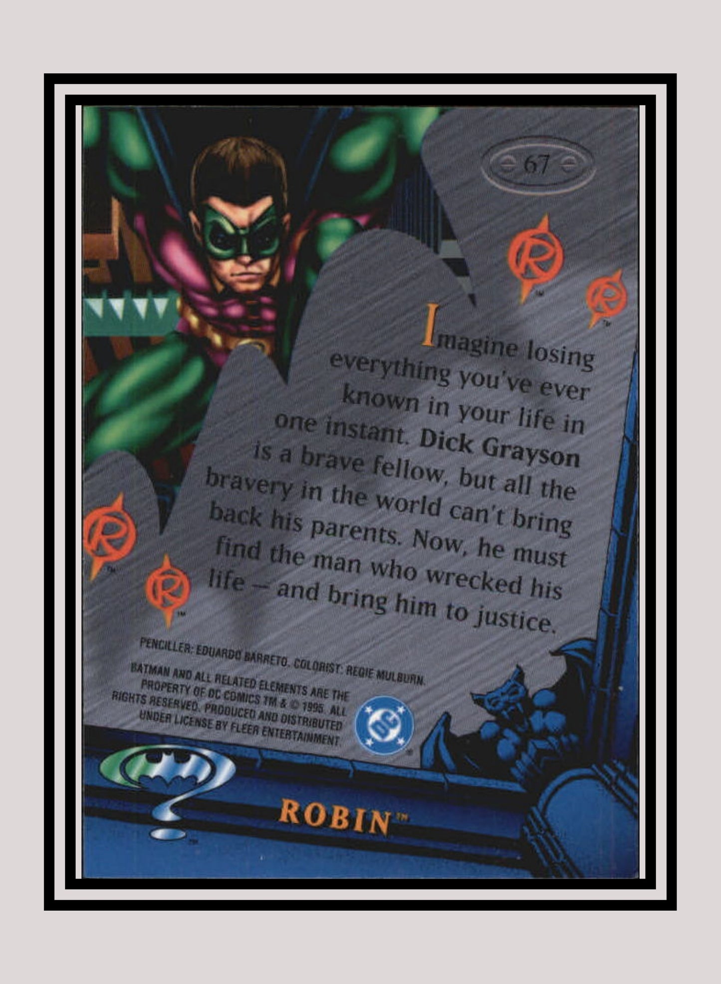 DC! 1x Robin - Base Metal (#067 - 1995 Fleer Batman Forever Metal)