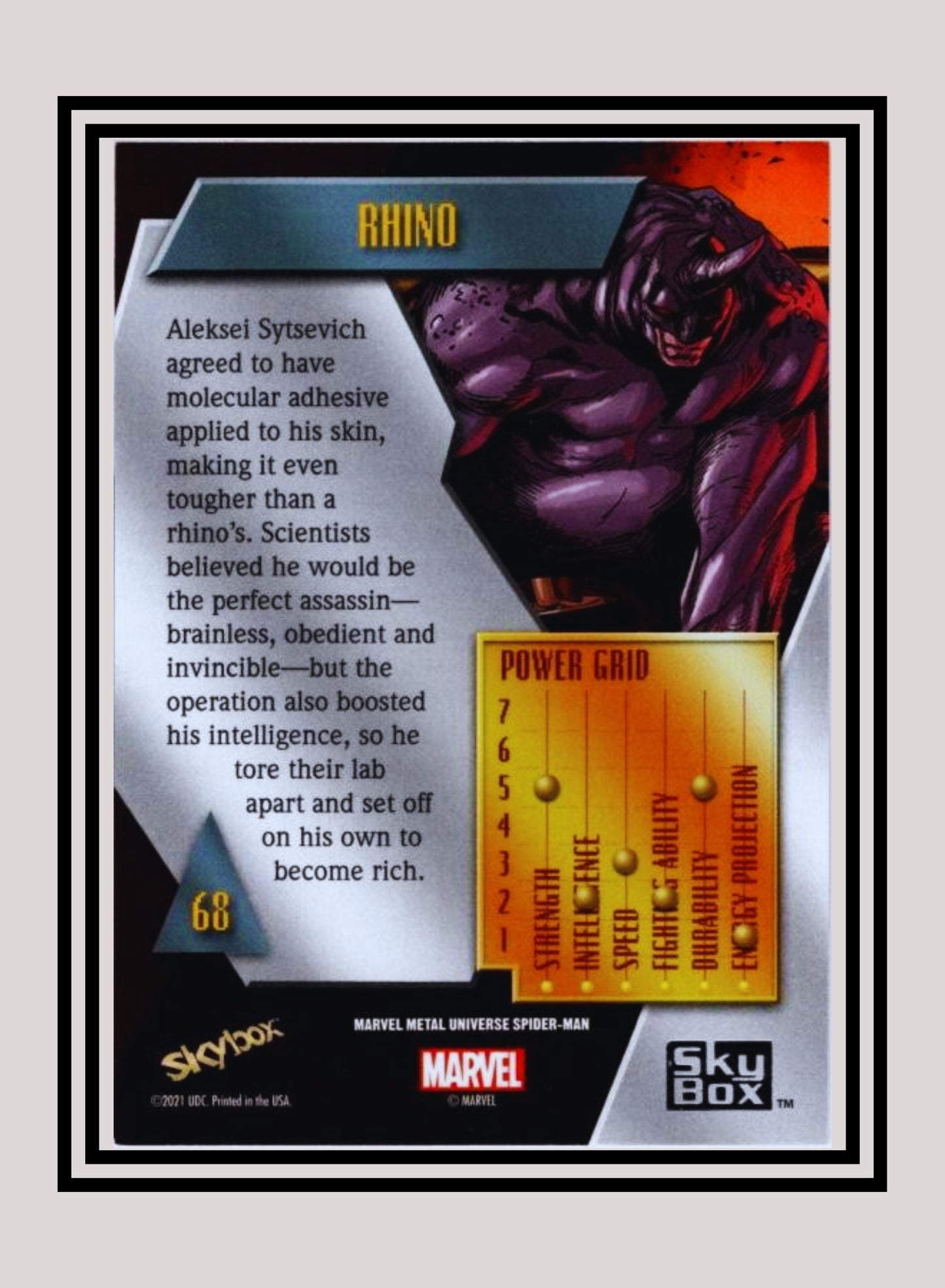 Marvel! 1x Rhino - Base Low Series (#068 - 2021 Upper Deck Spiderman Metal Universe)