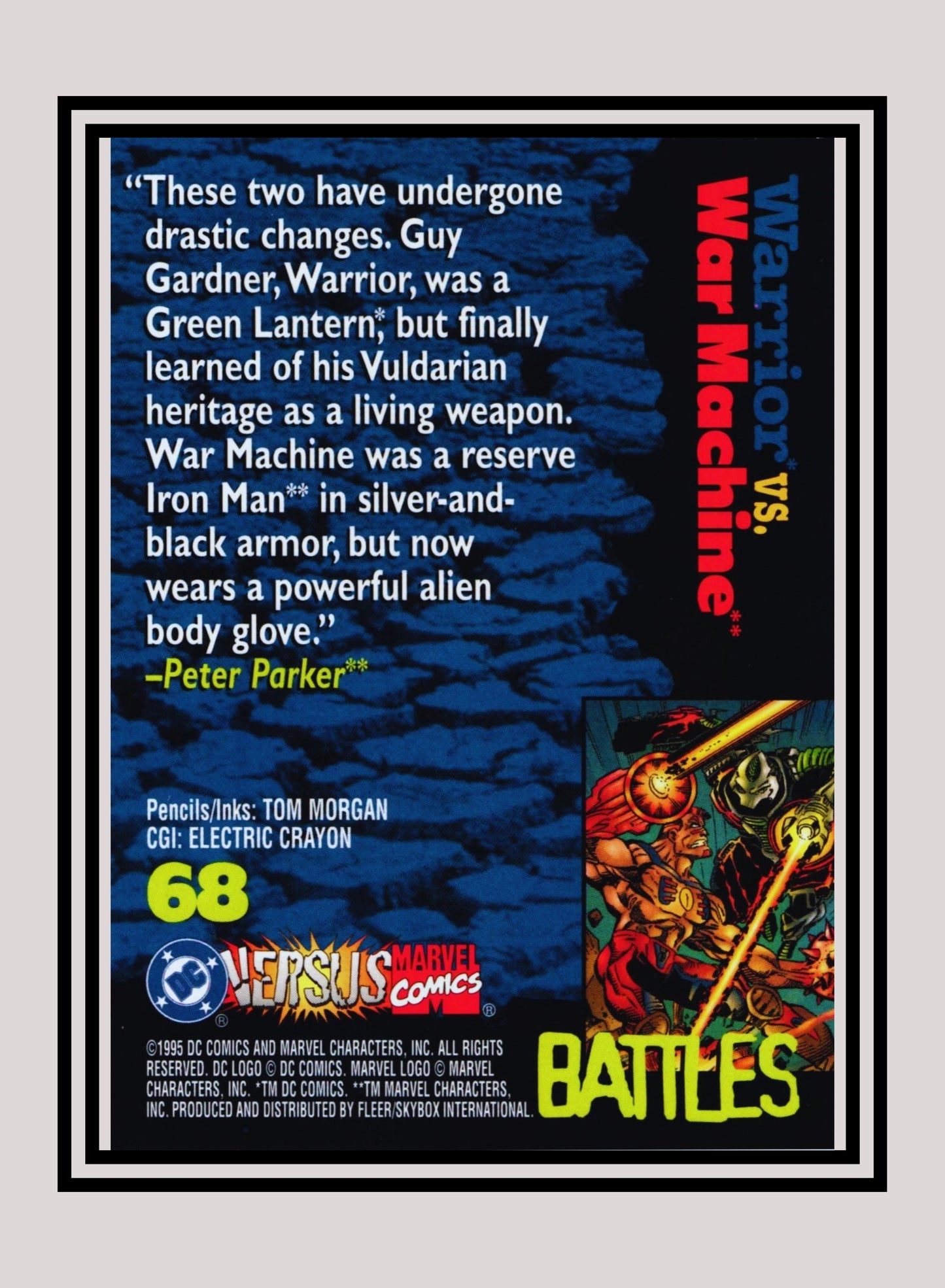 Marvel! 1x Warrior vs. War Machine - Base (#068 - 1995 Fleer DC vs. Marvel Comics)