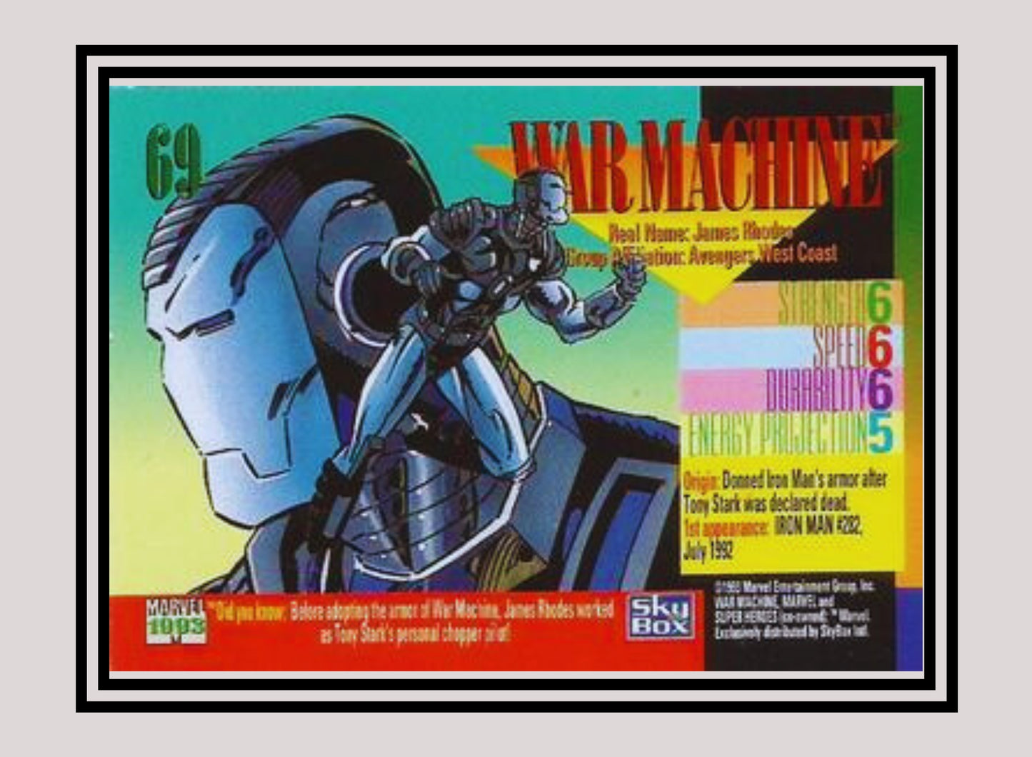 Marvel! 1x War Machine - Base (#069 - 1993 Skybox Marvel Universe Series 4)