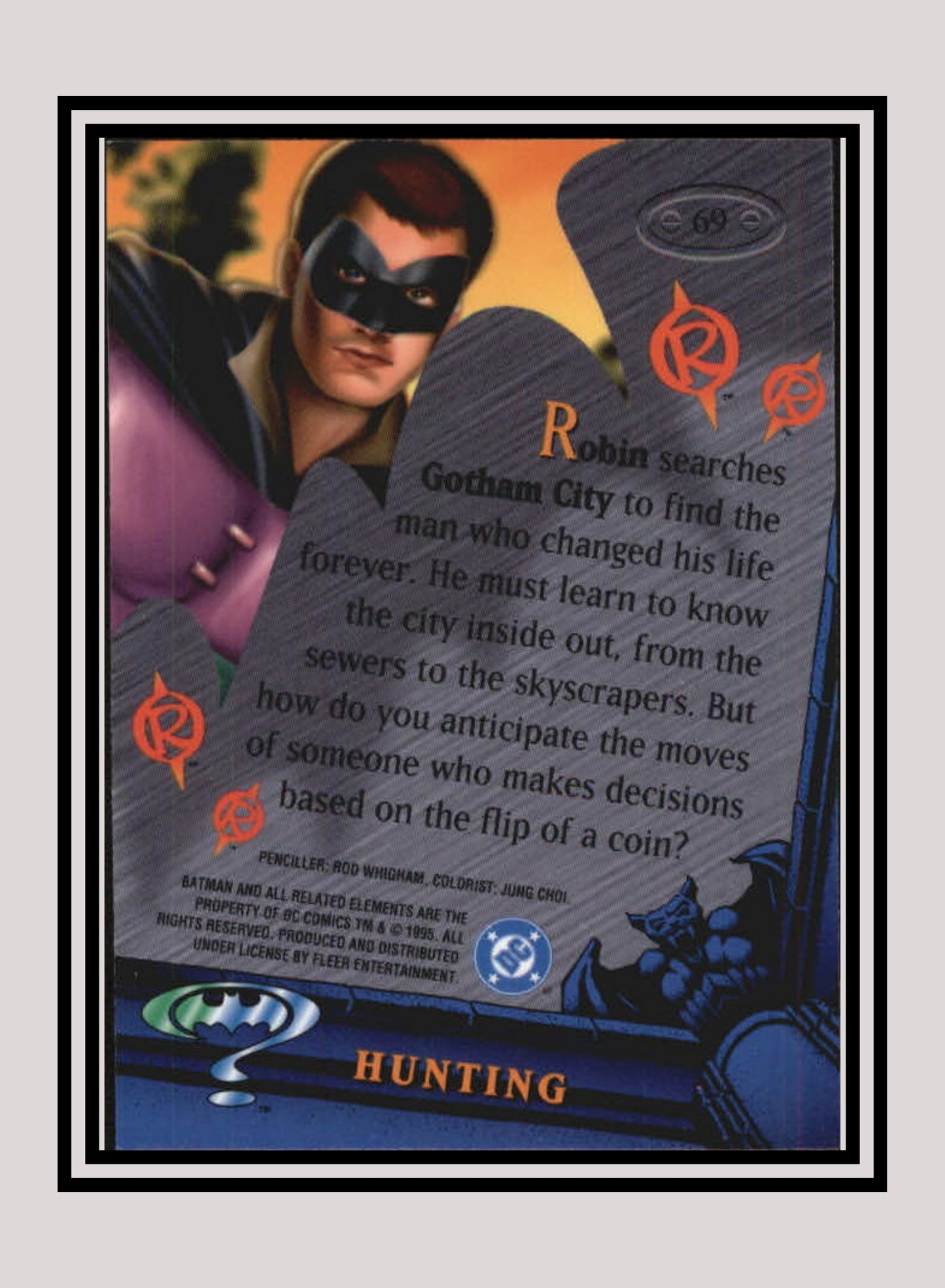 DC! 1x Hunting - Base Metal (#069 - 1995 Fleer Batman Forever Metal)