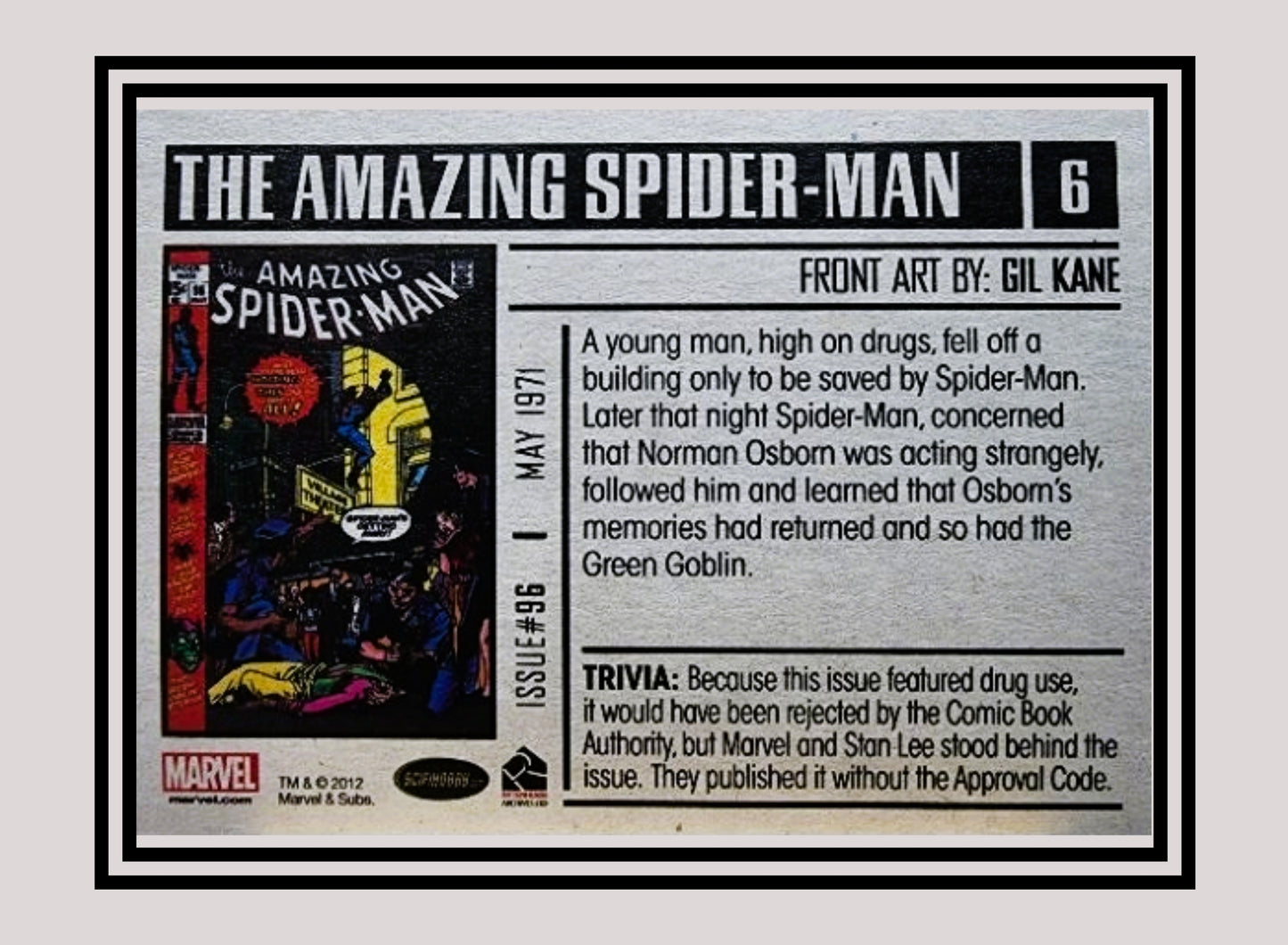 Marvel! 1x The Amazing Spider-Man #96 - Base (#06 - 2012 Rittenhouse Marvel Bronze Age)