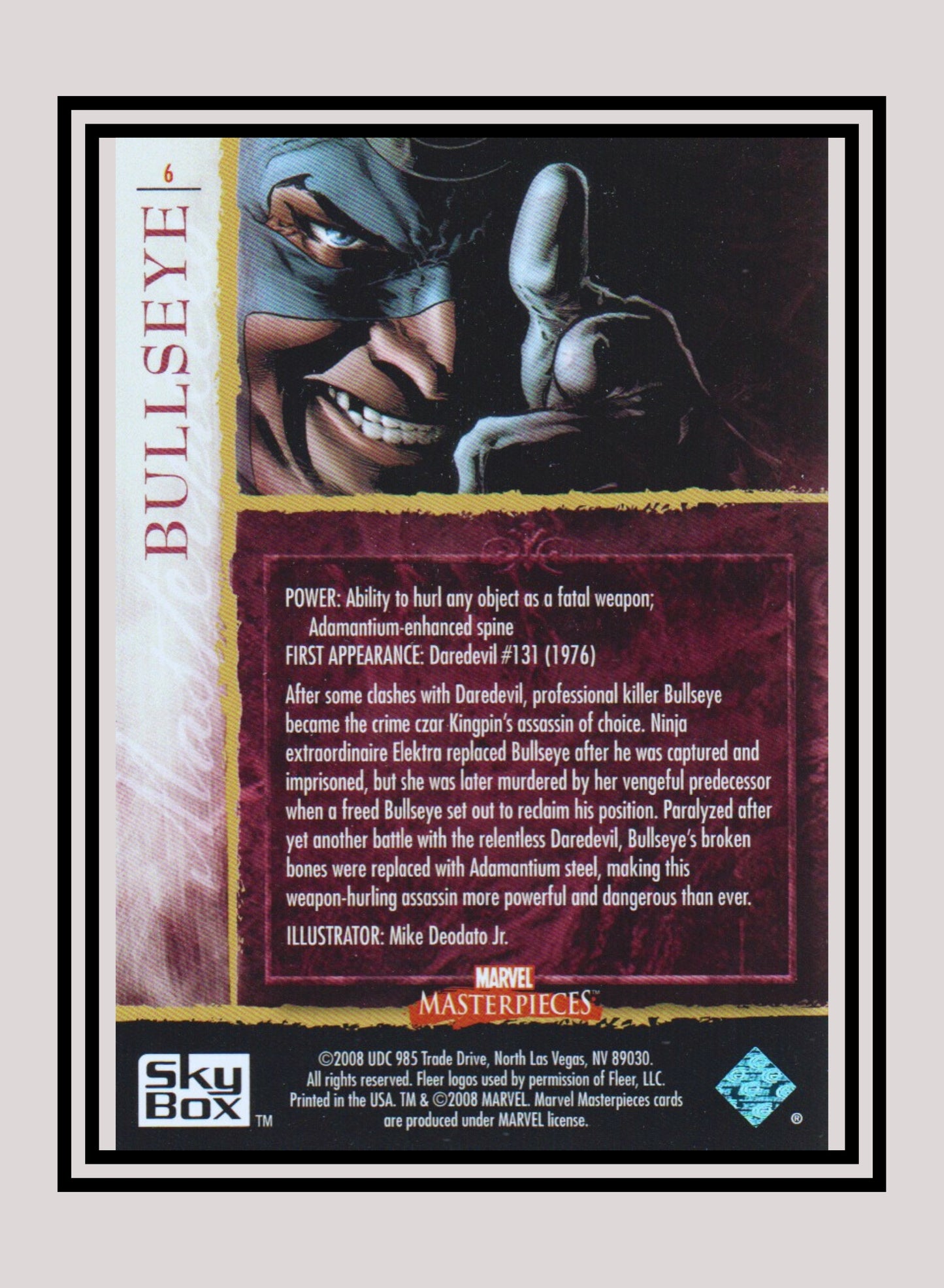 Marvel! 1x Bullseye - Base (#06 - 2008 Upper Deck Marvel Masterpieces Series 2)