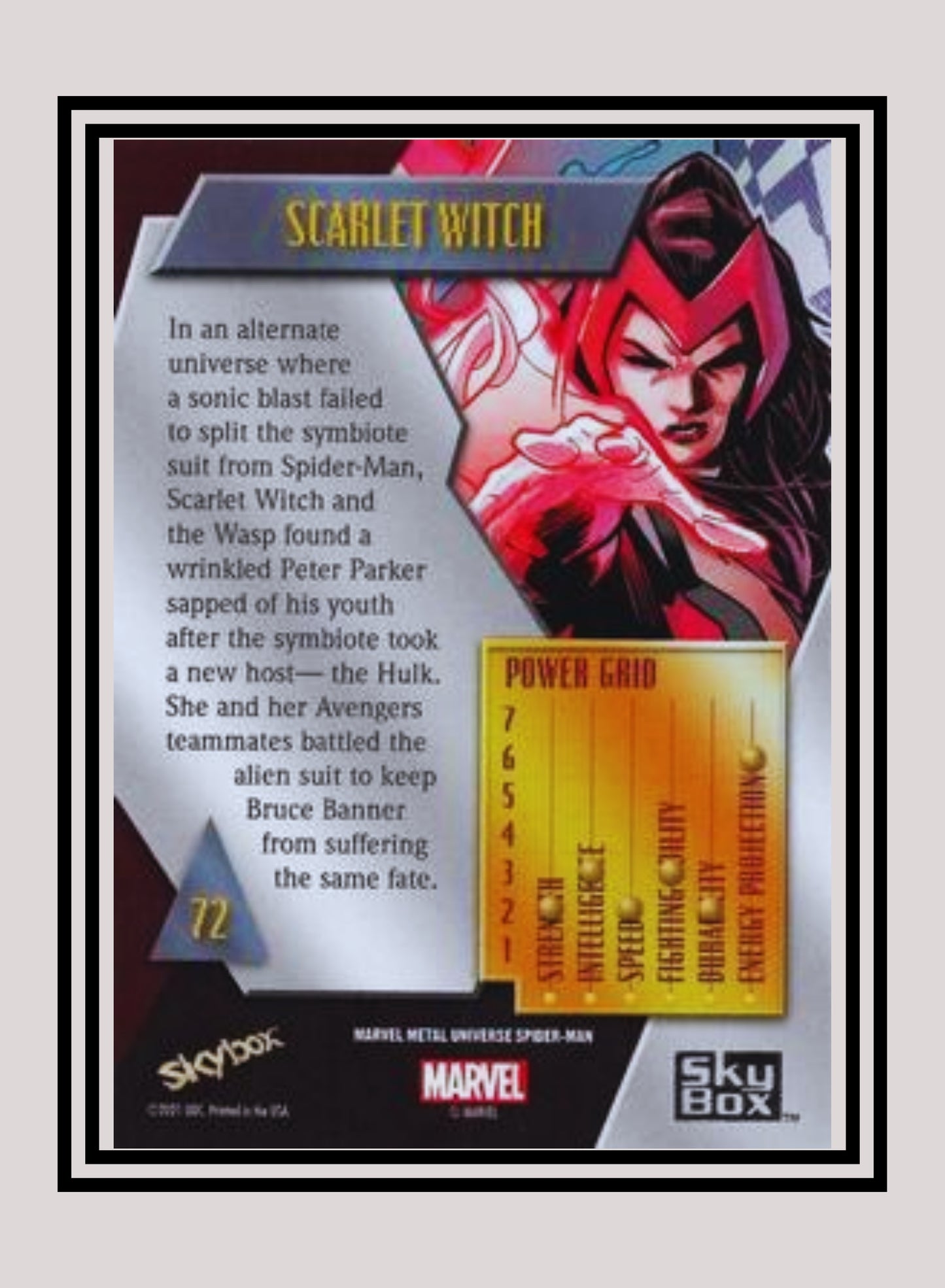 Marvel! 1x Scarlet Witch - Base Low Series (#072 - 2021 Upper Deck Spiderman Metal Universe)