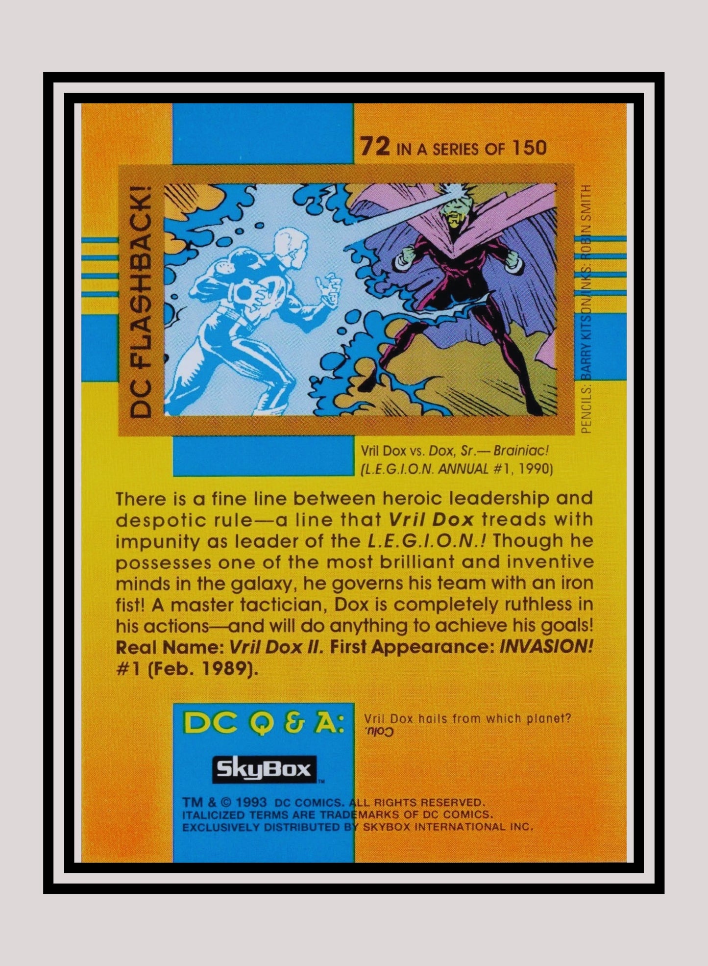 DC! 1x Vril Dox - Base (#072 - 1993 Skybox DC Cosmic Teams)