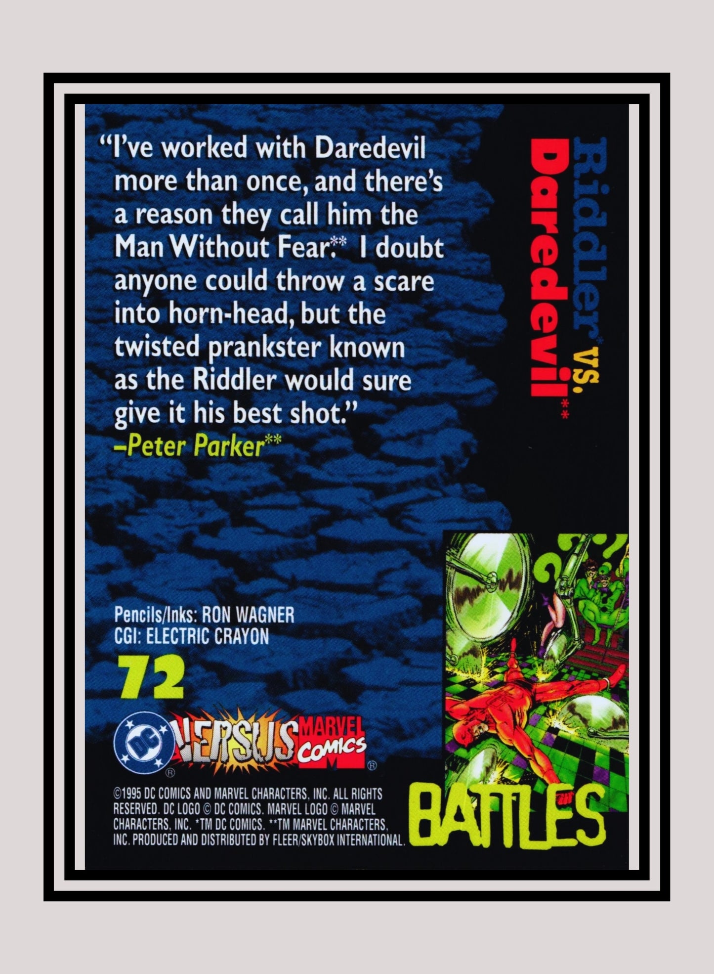 Marvel! 1x Riddler vs. Daredevil - Base (#072 - 1995 Fleer DC vs. Marvel Comics)