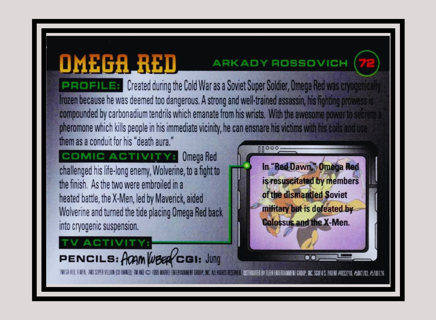 Marvel! 1x Omega Red - Base (#072 - 1996 Fleer X Men)