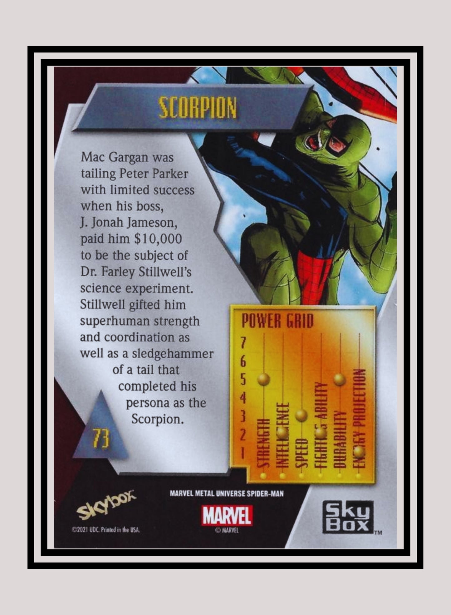 Marvel! 1x Scorpion - Base Low Series (#073 - 2021 Upper Deck Spiderman Metal Universe)