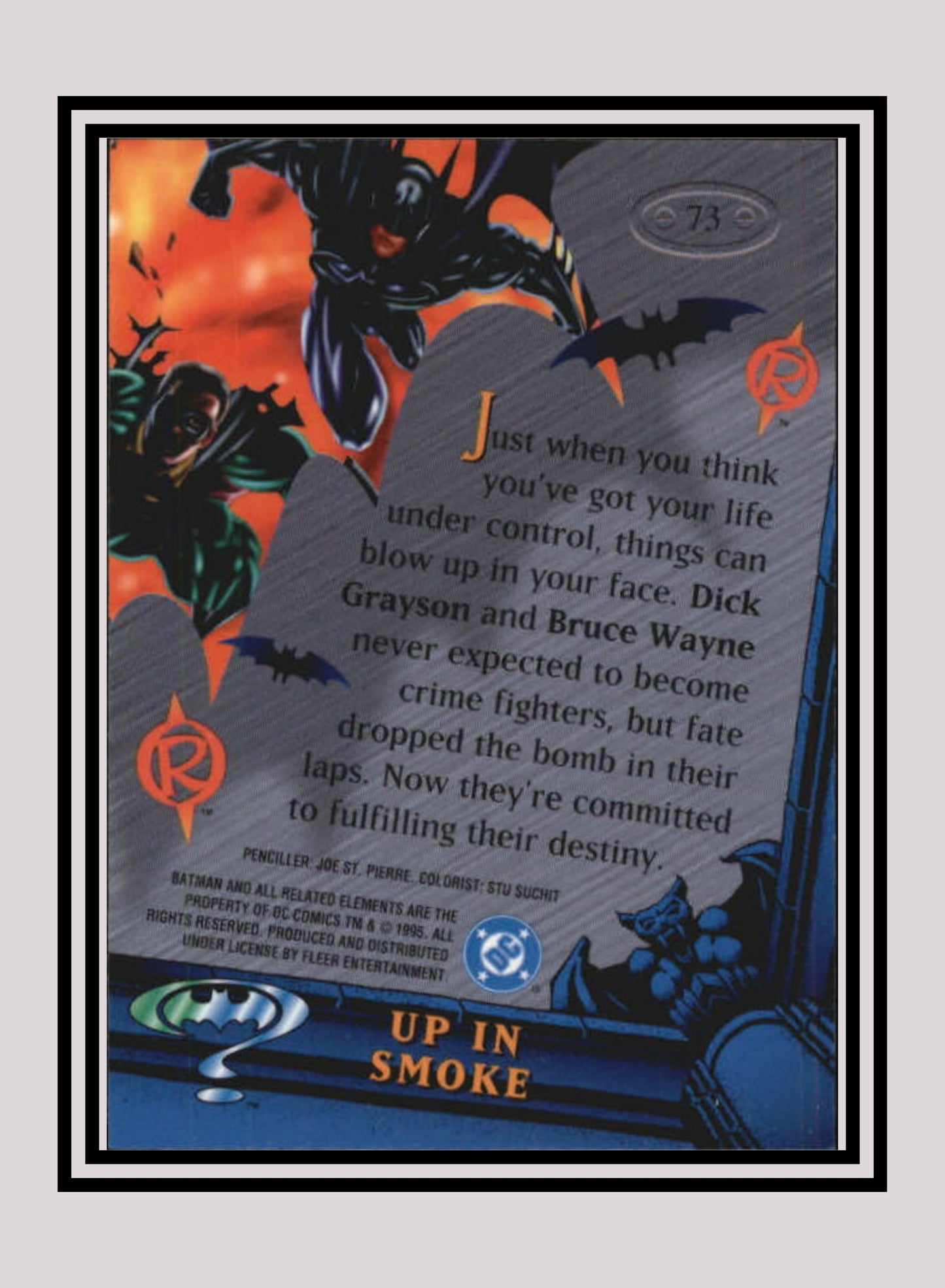 DC! 1x Up In Smoke - Base Metal (#073 - 1995 Fleer Batman Forever Metal)