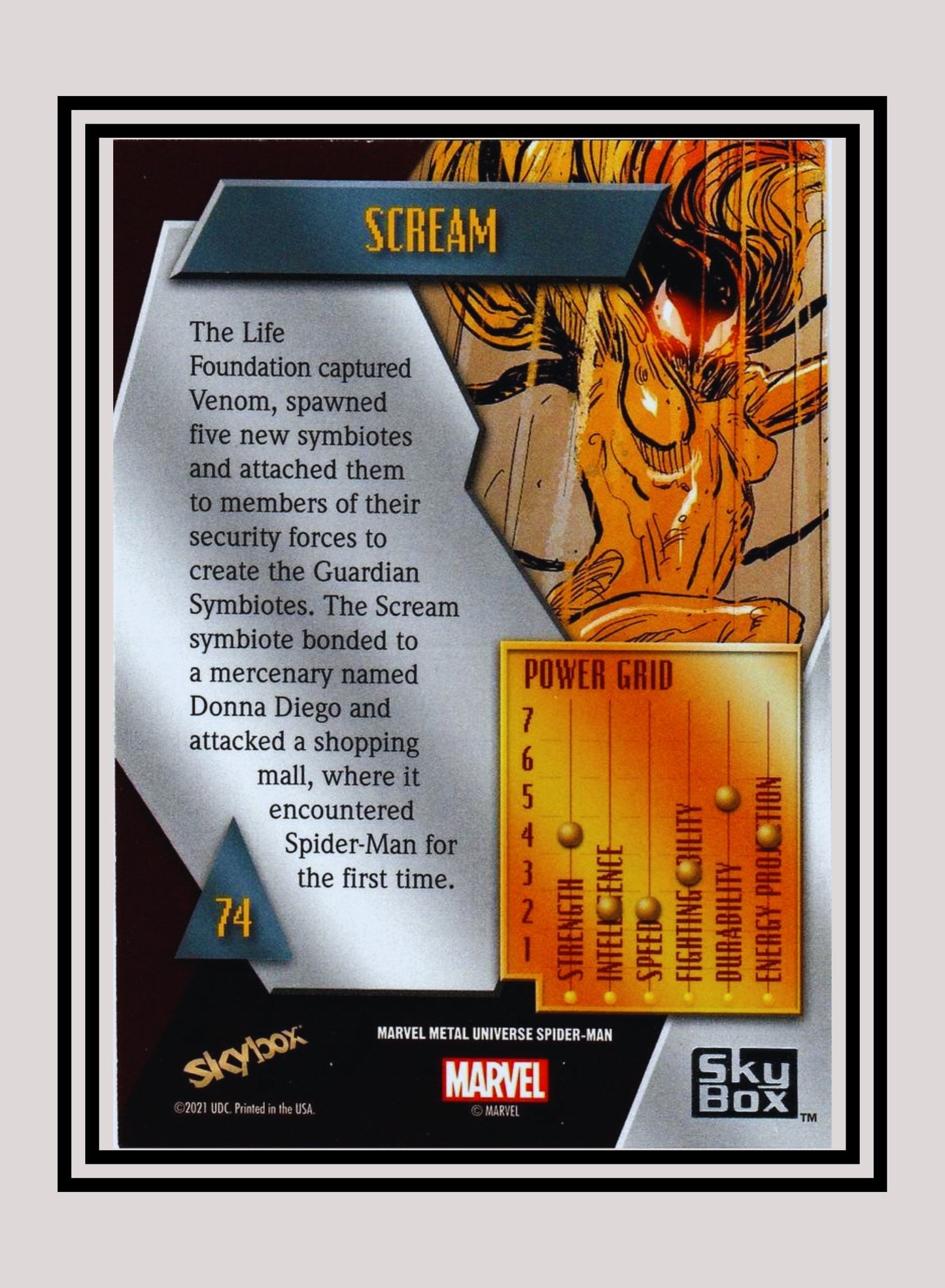 Marvel! 1x Scream - Base Low Series (#074 - 2021 Upper Deck Spiderman Metal Universe)